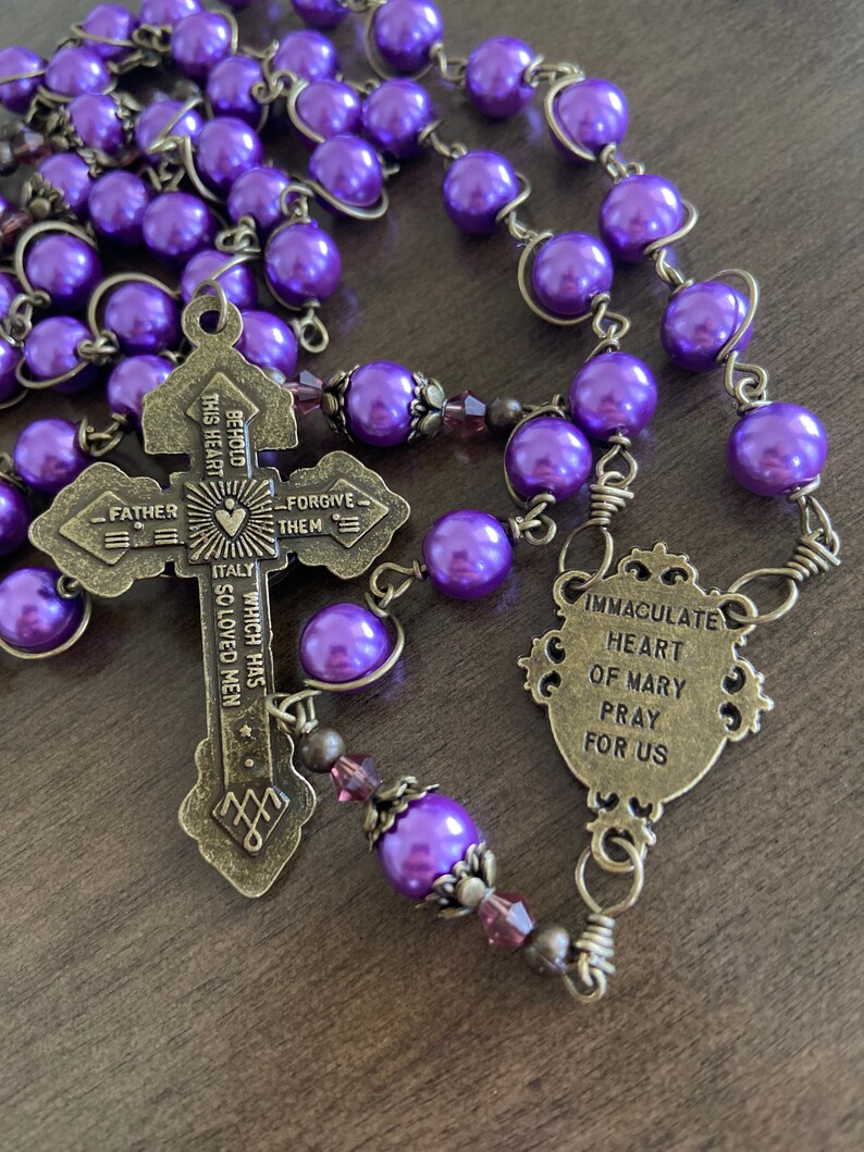 Sacred Heart of Mary Rosary, Unbreakable Catholic Rosary - Handmade - Etsy