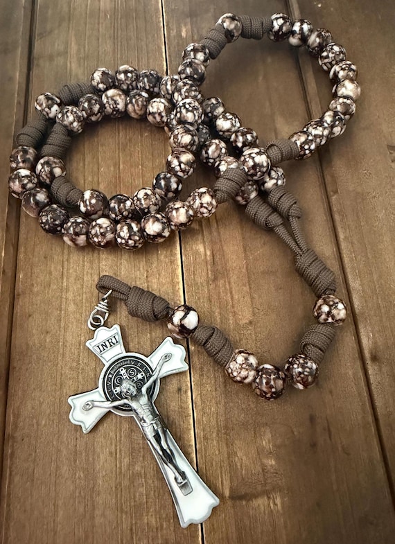 The Lent Rosary,  Handmade Paracord Rosary, Large St. Benedict Crucifix