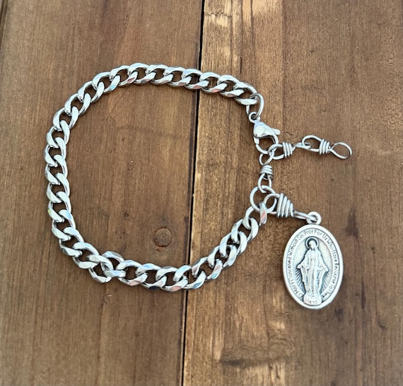 Stainless Steel  Catholic Bracelet, consecration to Jesus through Mary | Men Bracelet | Miraculous Medal