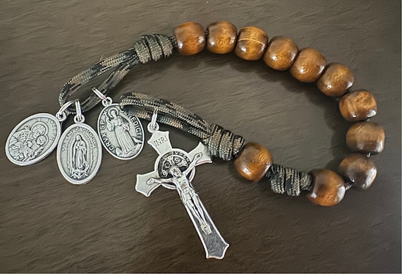 St, Benedict, St. Joseph, Our lady of Guadalupe single Decade Catholic Rosary ~ wood beads Rosary | Handmade