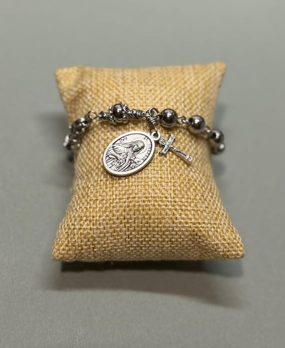 Rosary Bracelet, St. Therese of Lisieux Stainless Steel beads Men/Women Rosary Bracelet, Handmade