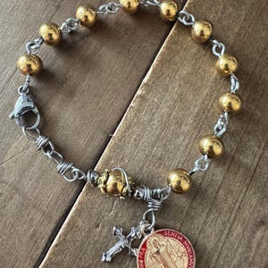 Rosary Bracelet, St Benedict Stainless Steel beads Men/Women Rosary Bracelet, Handmade