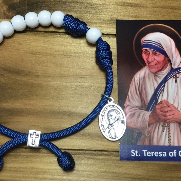 St. Mather Terese Of Calcutta rosary Bracelet - single Decade Catholic Rosary ~ Men/Women Rosary Bracelet ~ paracord Rosary | Handmade