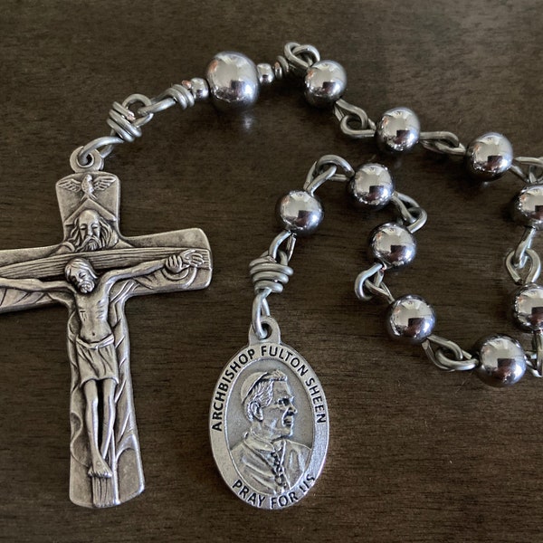 Venerable Fulton Sheen Rosary, Unbreakable Rosary, Stainless Steel beads rosary - handmade