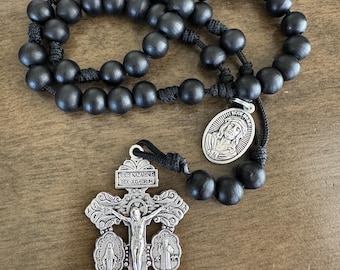 Handmade Holy Face Chaplet, Wood Beads, Catholic Rosary