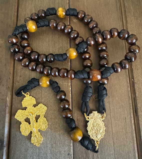 Madonna and Child  wooden beads Rosary, Pardon crucifix, Durable cord  Rosary | Handmade