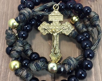 Catholic Rosary ~  Pardon Crucifix ~ Rugged paracord Rosary | Handmade