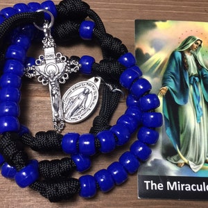 Miraculous conception Catholic Rosary ~ Blue beads Rosary ~ Durable paracord Rosary | Handmade
