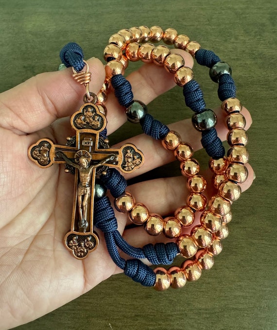 Catholic Rosary, copper beads rosary, 12 Apostles crucifix, Strong, Durable Rosary | Handmade