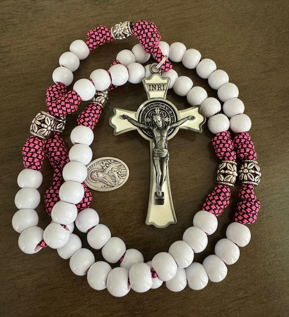 St. Therese of Lisieux  Paracord Rosary, Strong, large Crucifix — Handmade