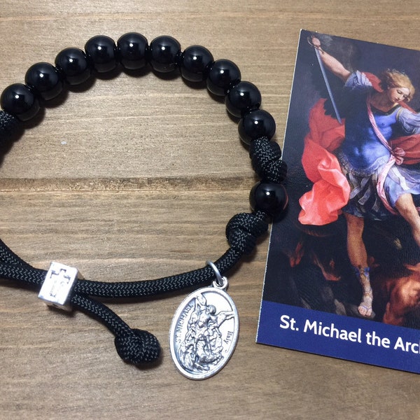 Saint Michael rosary Bracelet - single Decade Catholic Rosary ~ Men/Women Rosary Bracelet ~ paracord Rosary | Handmade