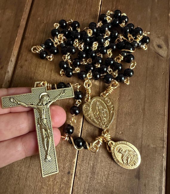 Unbreakable Black Stainless Steel Rosary, St. Peregrine Rosary, Large Heavy  Rosary | Large Crucifix| Handmade