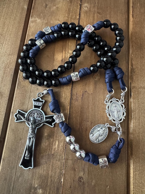 Crusader Catholic Rosary,Large St Benedict Rosary, Handmade