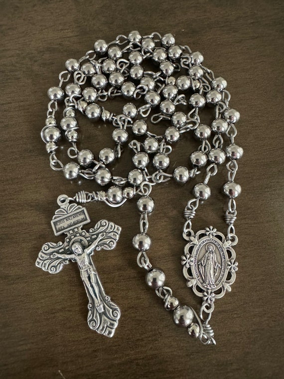Handmade Stainless Steel Catholic Rosary: Unbreakable Design