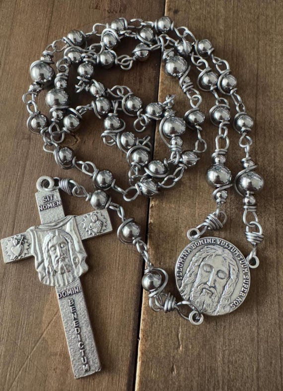 Holy Face of Jesus Chaplet, Unbreakable Stainless steel beads Chaplet, Catholic Chaplet - handmade