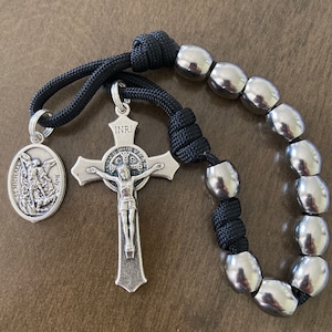 St. Michael single Decade Catholic Rosary, Stainless steel beads Rosary, unbreakable Rosary | Handmade