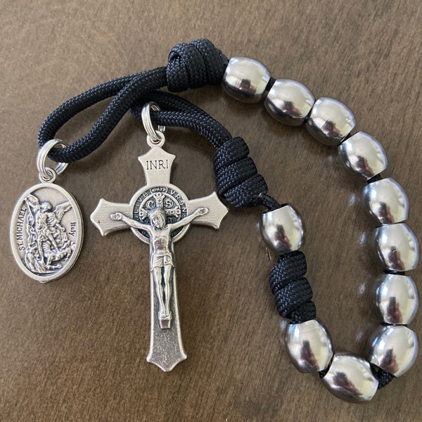 St. Michael single Decade Catholic Rosary, Stainless steel beads Rosary, unbreakable Rosary | Handmade