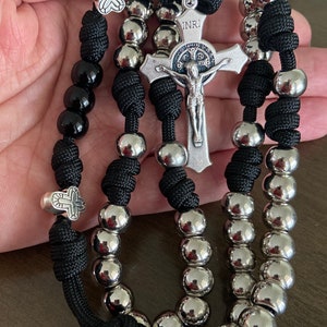 Catholic Rosary, St Benedict Crucifix, Durable paracord Rosary | Handmade