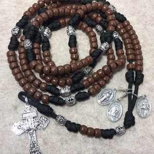 15 or 20 Decade Catholic Rosary ~ 3 Saints medal - Durable paracord Rosary | Handmade