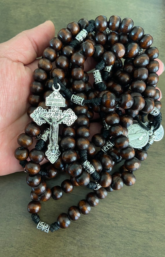 15 or 20 Decade Catholic Rosary Wooden Beads Rosary Four St
