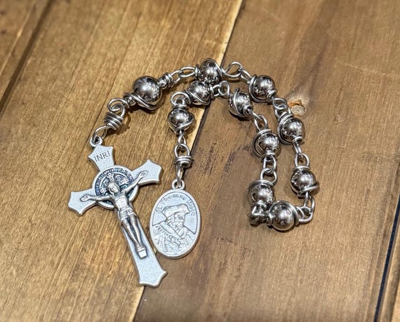 St. Thomas More Single Decade Pocket Rosary: Stainless Steel Beads, Unbreakable Design