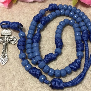 Catholic Rosary, Acrylic beads Rosary, Durable paracord Rosary | Handmade