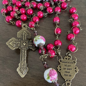 Immaculate Heart of Mary Rosary, Unbreakable Catholic Rosary - Handmade ...