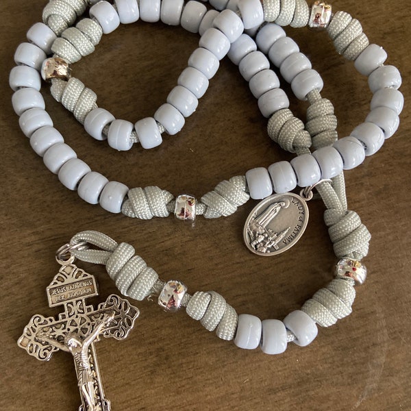 Our Lady Of Fatima Catholic Rosary, Durable paracord Rosary | Handmade