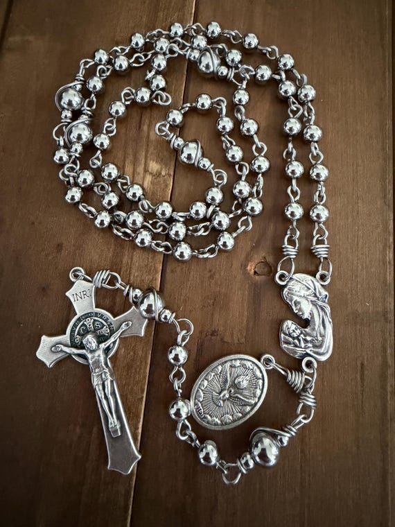 Unbreakable Rosary, Holy Spirit Stainless Steel Rosary, Catholic Rosary, Handmade