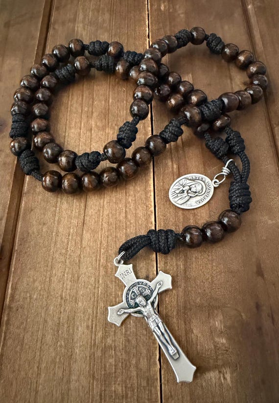 Seven Sorrows Of Mary Chaplet, wooden  beads Rosary,  Durable paracord Rosary,  Handmade
