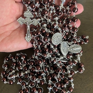 15 or 20 Decade Rosary, Unbreakable Rosary, Miraculous Rosary, Three Saints medal, Handmade