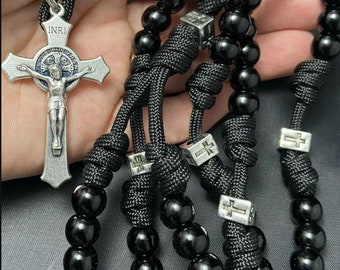 Paracord Catholic Rosary, St Benedict Crucifix Rosary - Durable Rosary | Handmade