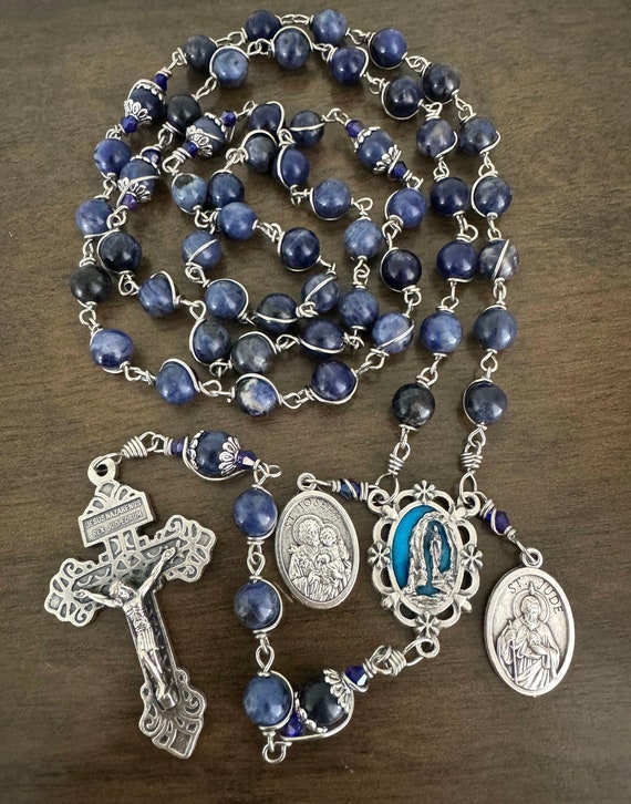 Our Lady of Lourdes Rosary, Unbreakable Rosary, St. Joseph/Jude medals Handmade