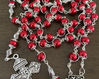 Precious Blood Of Jesus Chaplet or Regular 5 Decade Rosary, unbreakable Catholic Rosary - handmade