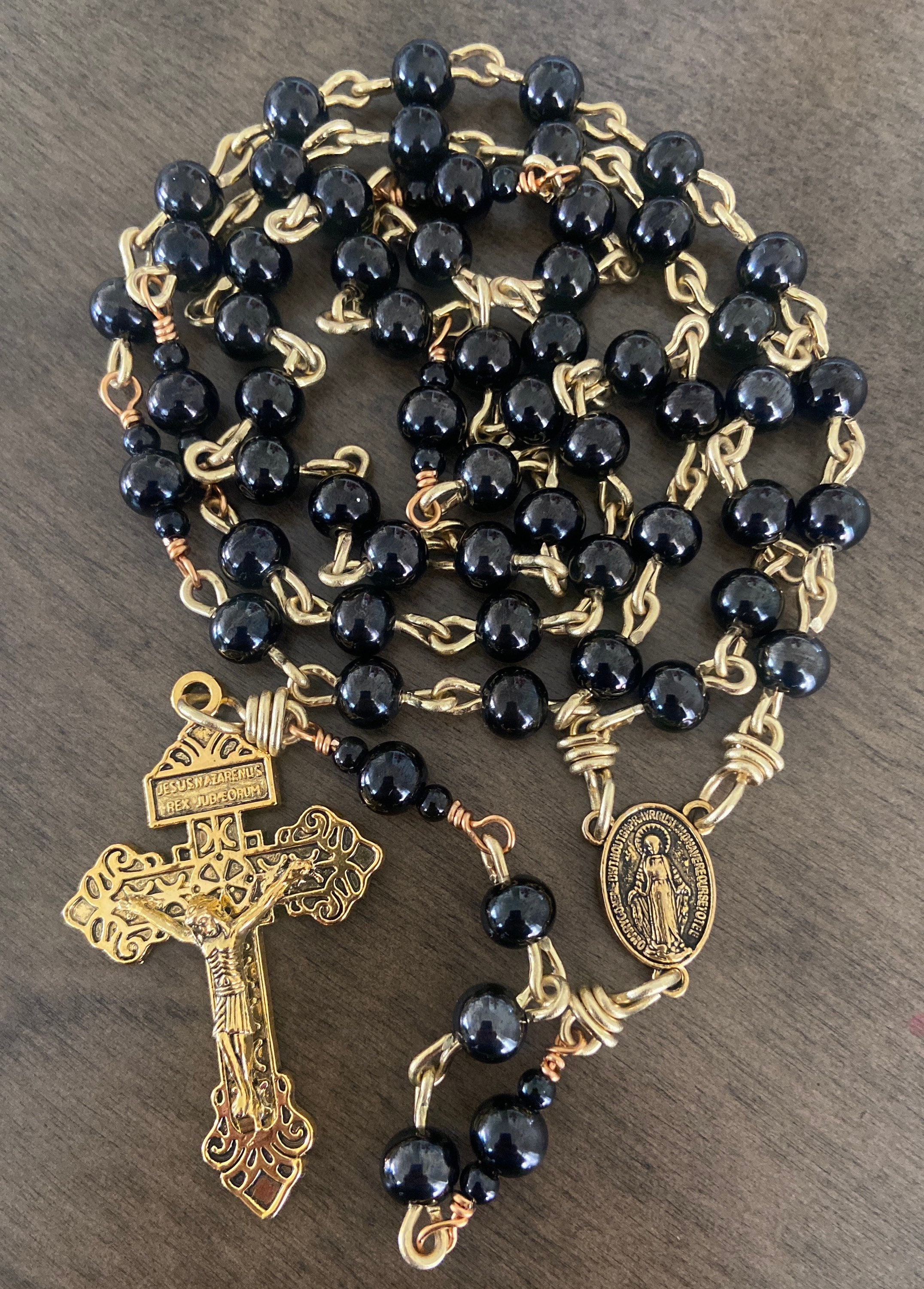 Black stainless steel sale rosary