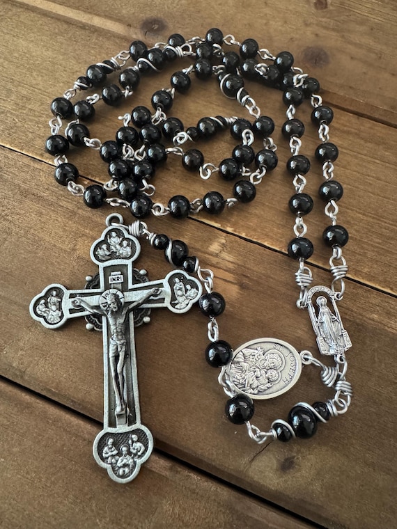 Handmade St. Joseph Rosary: Stainless Steel Beads, Heavy Duty