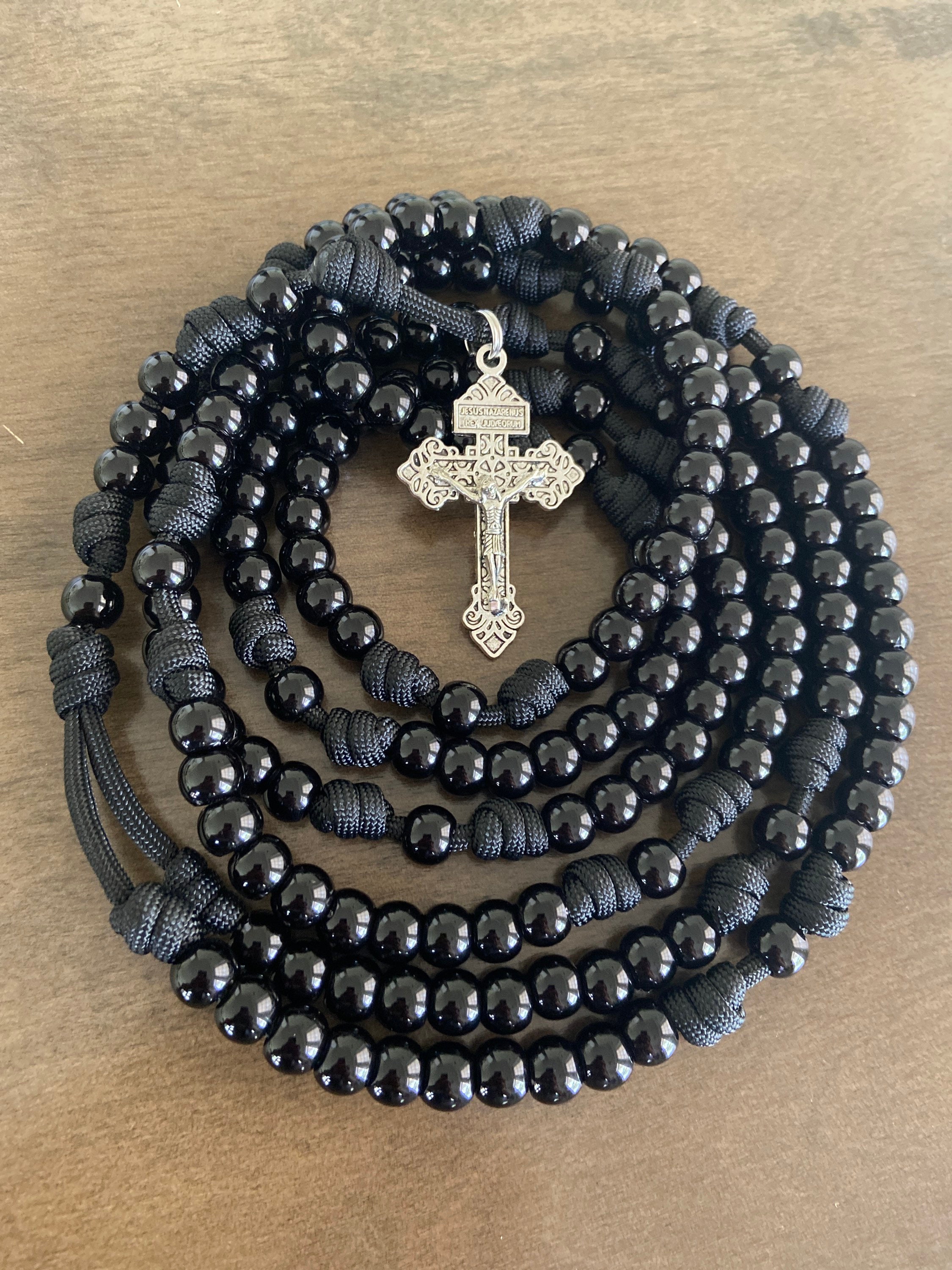 15 or 20 Decade Catholic Rosary Black Beads Rosary Durable - Etsy