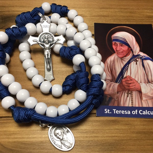 Mather Teresa Of Calcutta Rosary,  Catholic Rosary ~ St. Benedict Rosary ~ Durable paracord Rosary | Handmade