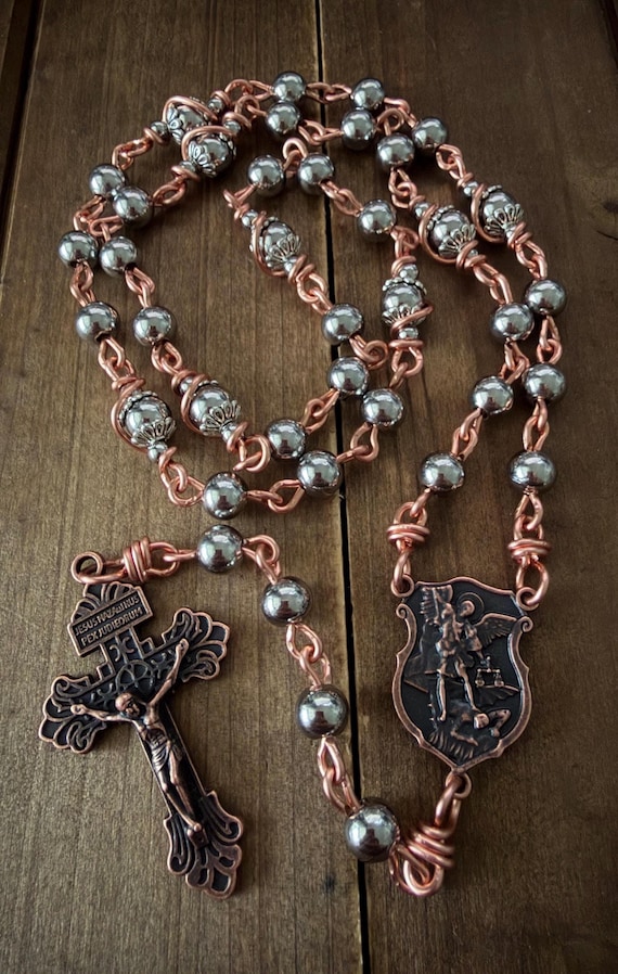 Handmade Stainless Steel St. Michael Chaplet: Unbreakable Catholic Prayer Beads, Heavy Duty Rosary