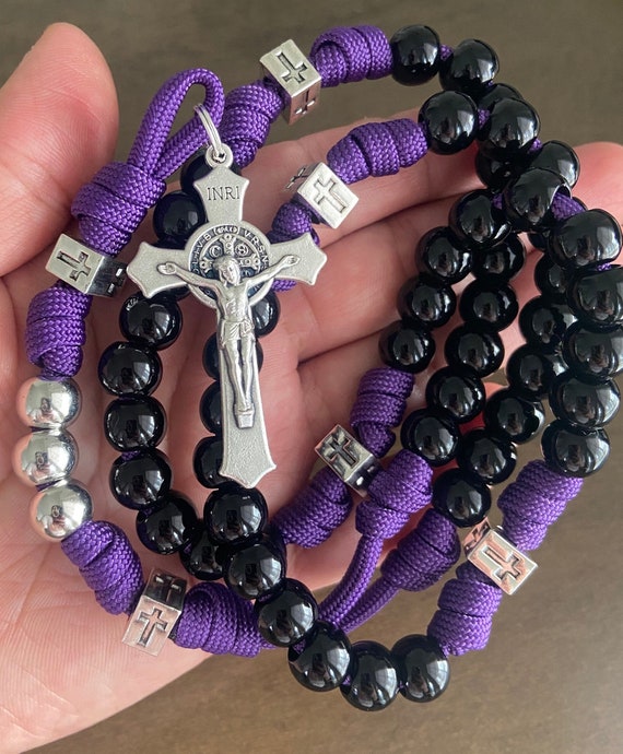 Paracord Catholic Rosary, St Benedict Crucifix Rosary, Durable Rosary | Handmade