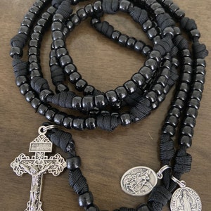 15 or 20 Decade Catholic Rosary, St Michael/Benedict medals, Durable paracord Rosary | Handmade
