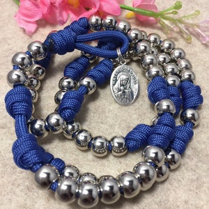 Seven sorrows Catholic Chaplet, Silver beads Rosary, Paracord Chaplet | Handmade
