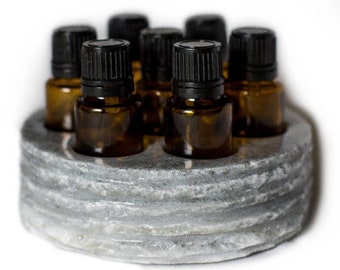 Chiseled Round Essential Oil Holder - GRAY MARBLE