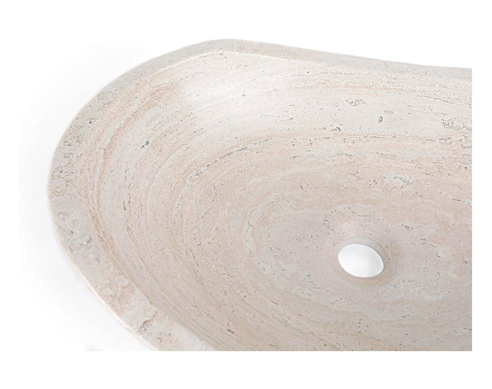 Polished Travertine Bathroom Vessel Sink Oval Canoe Shape Etsy