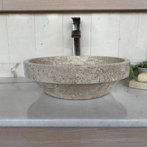 Round Bathroom Sink - Handmade Marble Bathroom Sink 100% Natural Stone