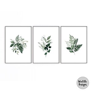 Fern Leaf Art Prints | Botanical Prints | Fern Leaf Prints | Set of 3 Prints | Art Print Set | Green Wall Art | Living Room Wall Art