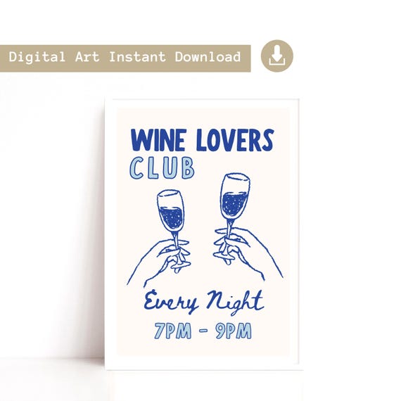 Wine Lover Kitchen Digital Wall Art, Instant Download Print