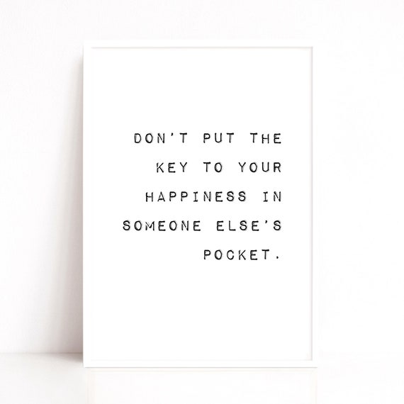 Happiness Quote, Typewriter Font Quote Print, Positive Thinking Poster