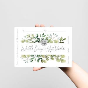 Vale de regalo con impresión de arte, Vale de regalo de arte de pared, Tarjeta de regalo con diseños de zarzo