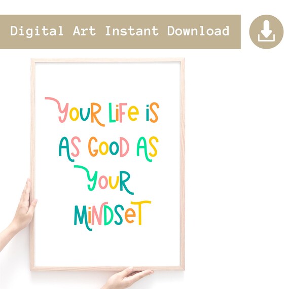Life Quote Print, Instant Download Art, Bright Coloured Print, Inspiring Quote Print